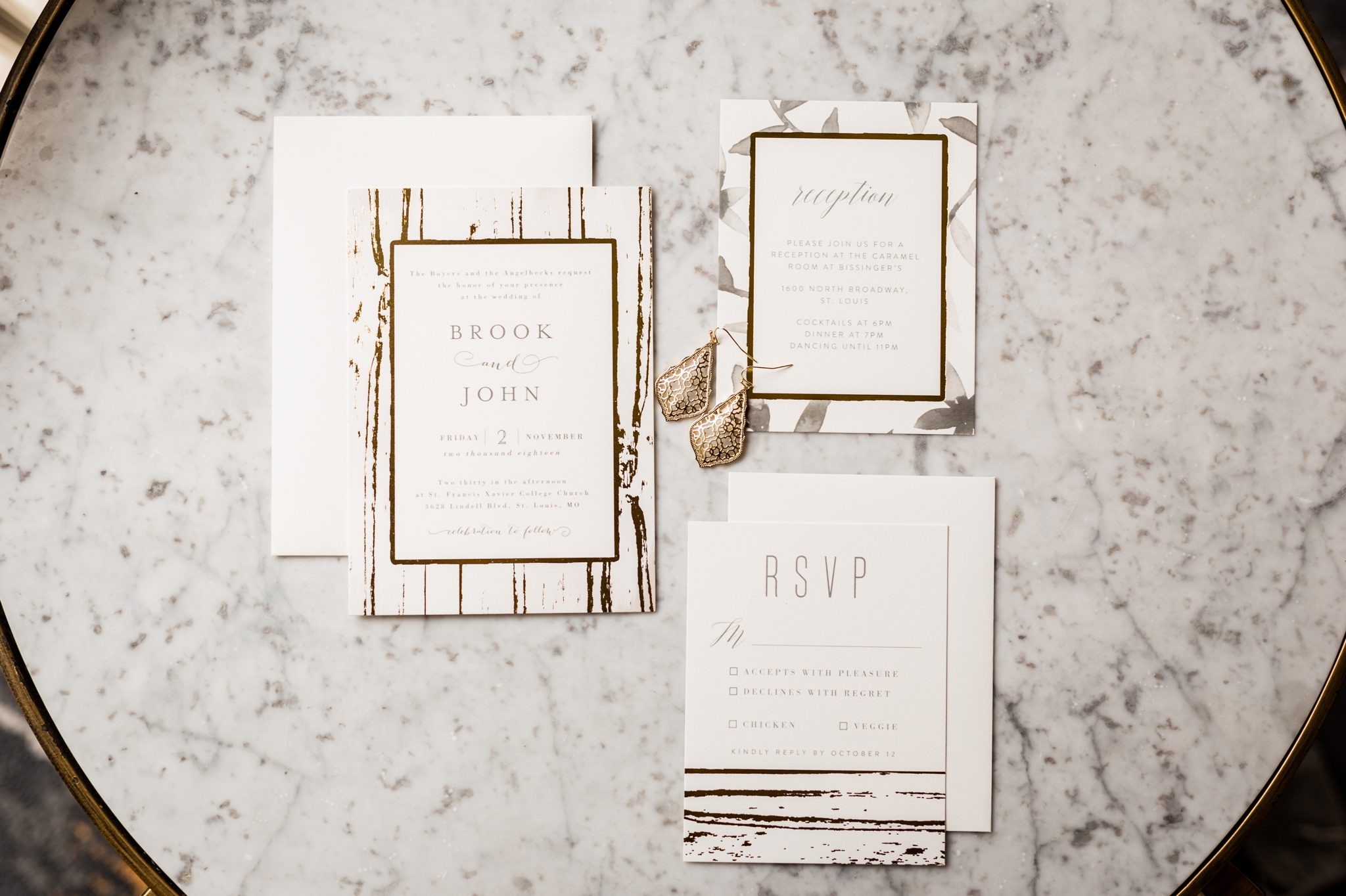 Gold foil invitations and paper suite for a fall wedding